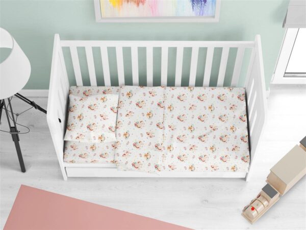 ΠΑΠΛΩΜΑΤΟΘΗΚΗ ΕΜΠΡΙΜΕ bebe Unicorn 209 120X160 White-Salmon Cotton 100% 31110821027 DIMcol