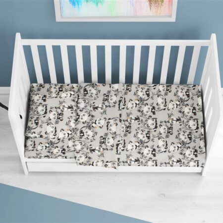 ΚΑΤΩΣΕΝΤΟΝΟ ΜΕ ΛΑΣΤΙΧΟ bebe Panda Bear 96 0,70X1,40X0,15 Grey 100% Cotton Flannel 31212019013 DIMcol